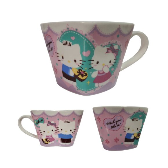 Vintage Sanrio Hello Kitty & Dear Daniel Valentine Heart Mugs with Lid/Dish 2011 - Picture 7 of 15